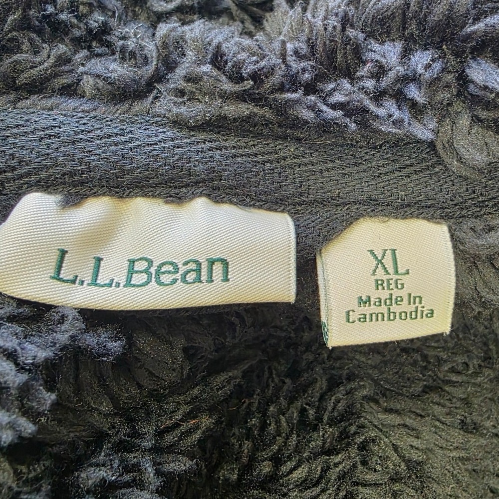 LL Bean Womens XL Gray Sherpa Lined Open Front Fleece Cardigan Jacket - Picture 3 of 8